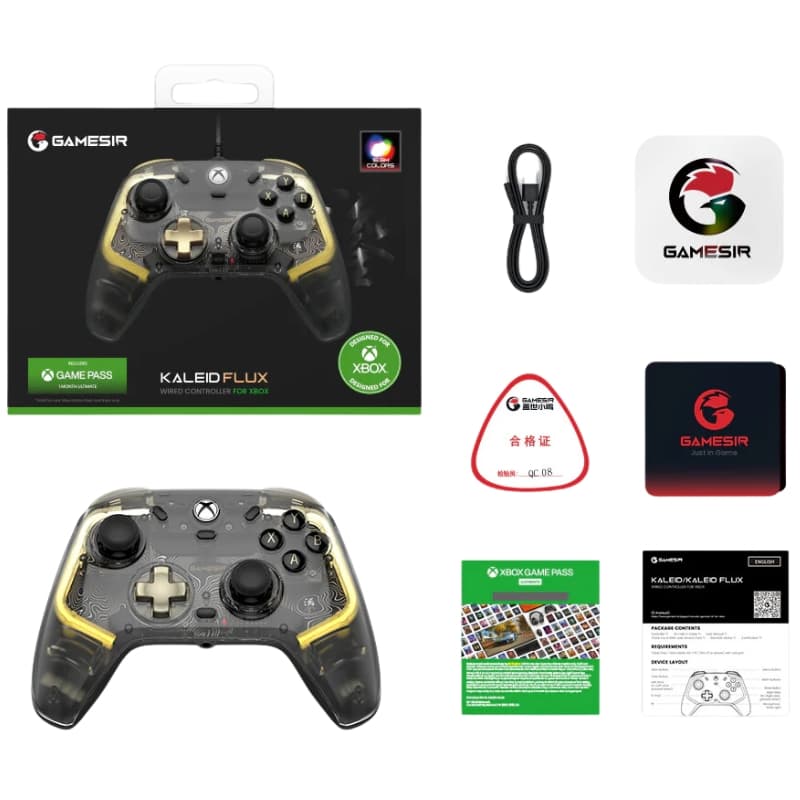 Controle GameSir Kaleid Flux Xbox Series X|S/Xbox One/Windows Black/RGB + Xbox Game Pass 1 Mes 4