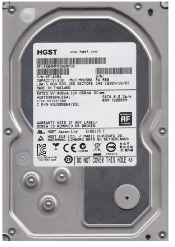 HD Interno Hitachi 3TB H3U30006472SE 7200 RPM 3.5" - Prata - Pull
