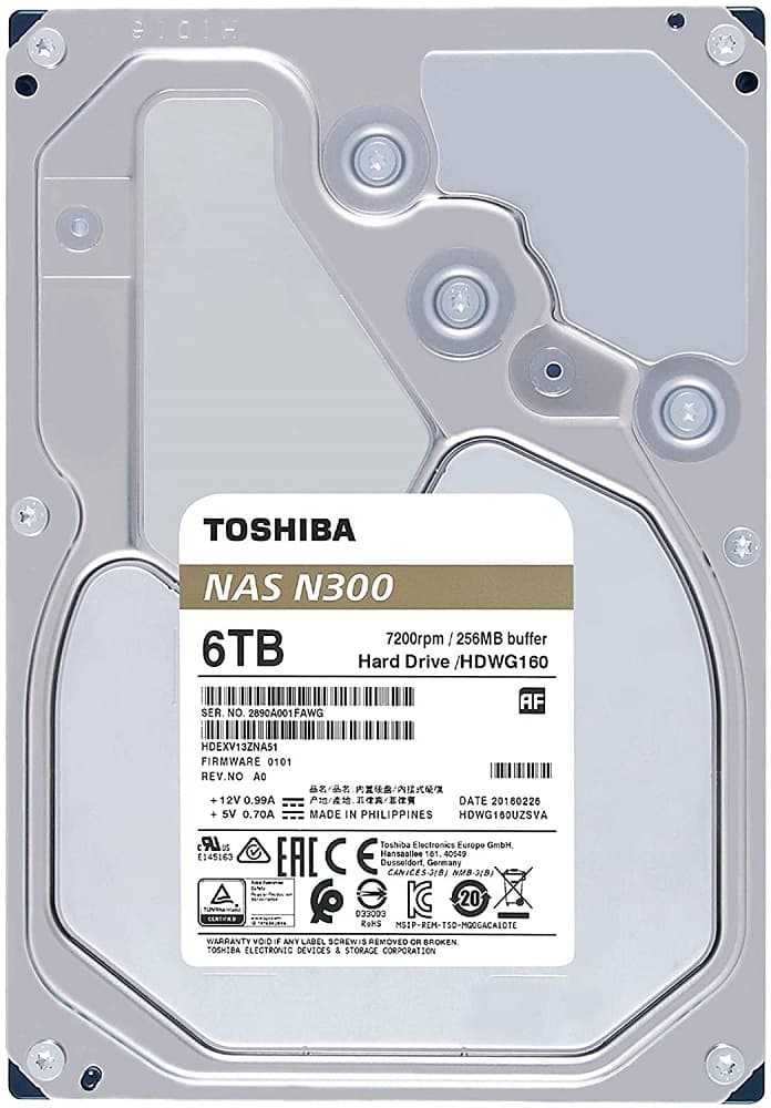 HD Interno Toshiba 6TB SATA N300 NAS HDWG160XZSTA 3.5" 7200RPM Prata