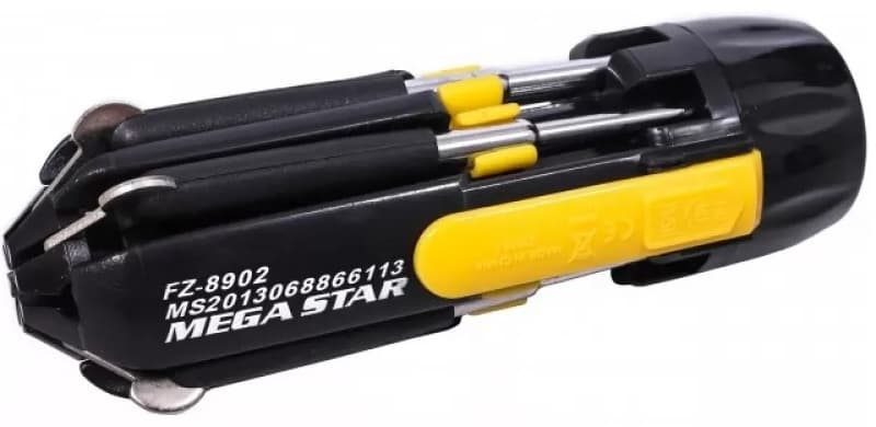 Chave de fenda Múltipla MegaStar FZ-8902 8 em 1 - Preta/Amarela 1