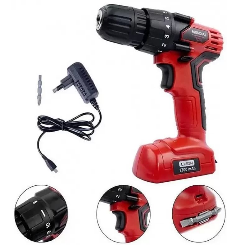 Parafusadeira Mondial PF-08 2V - Vermelho 1