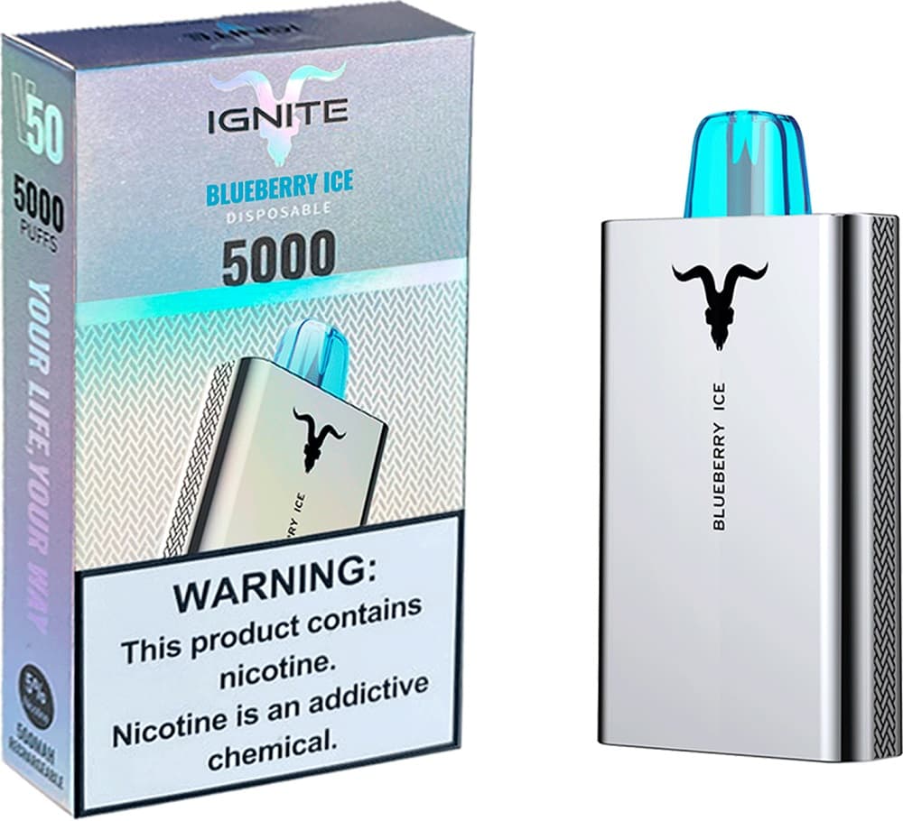 Vaper Descartável Ignite V50 5% Nicotina 5000 Puffs - Blueberry Ice