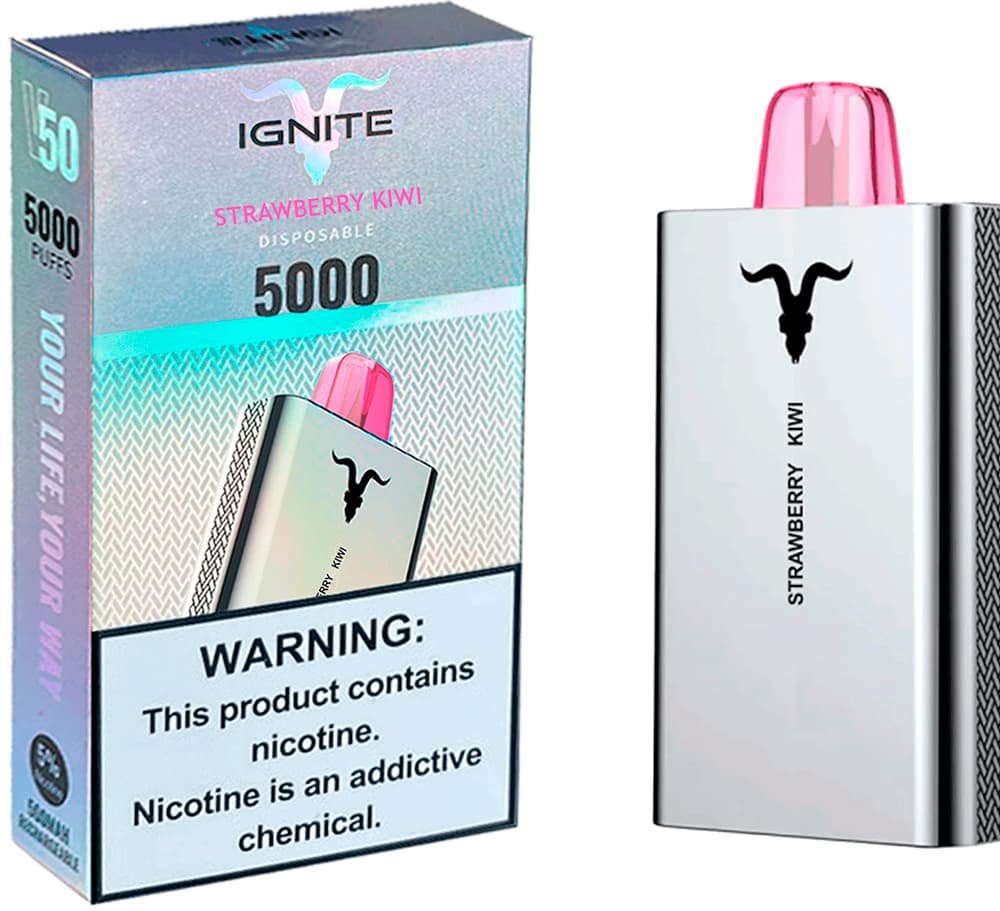 Vaper Descartável Ignite V50 5% Nicotina 5000 Puffs - Strawberry Kiwi