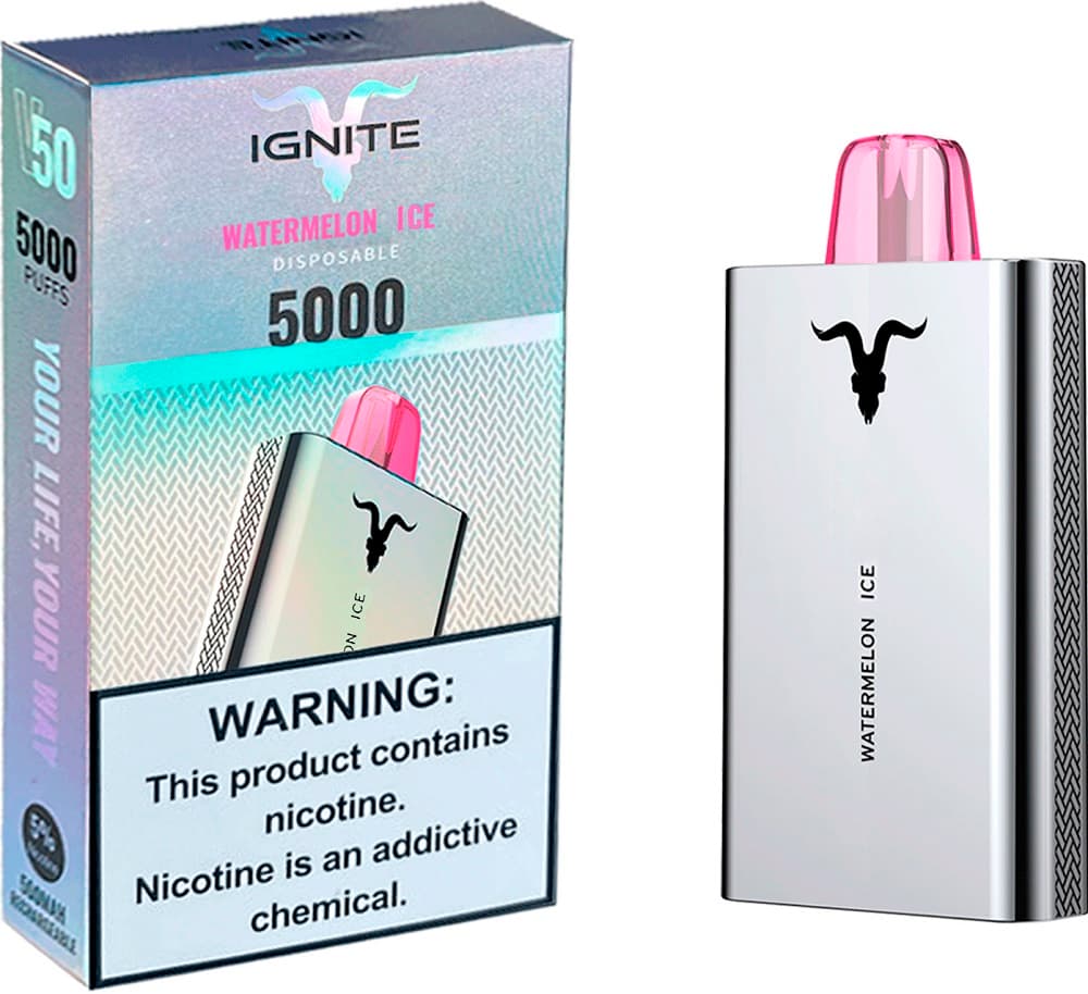 Vaper Descartável Ignite V50 5% Nicotina 5000 Puffs - Watermelon Ice