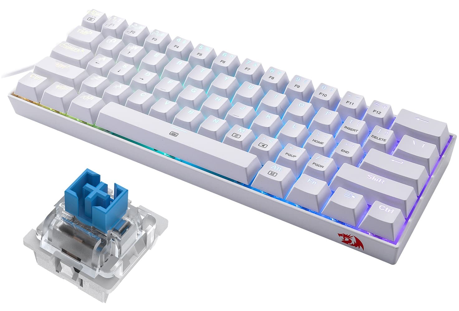 Teclado Gaming Mecânico Redragon K630W-RGB Dragonborn - Branco 3