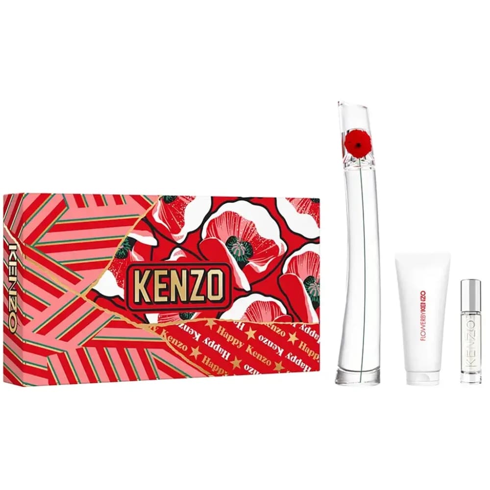 Kit Perfume Kenzo Flower EDP 100mL + Travel Spray 10mL + Milk Body Lotion 75mL - Feminino