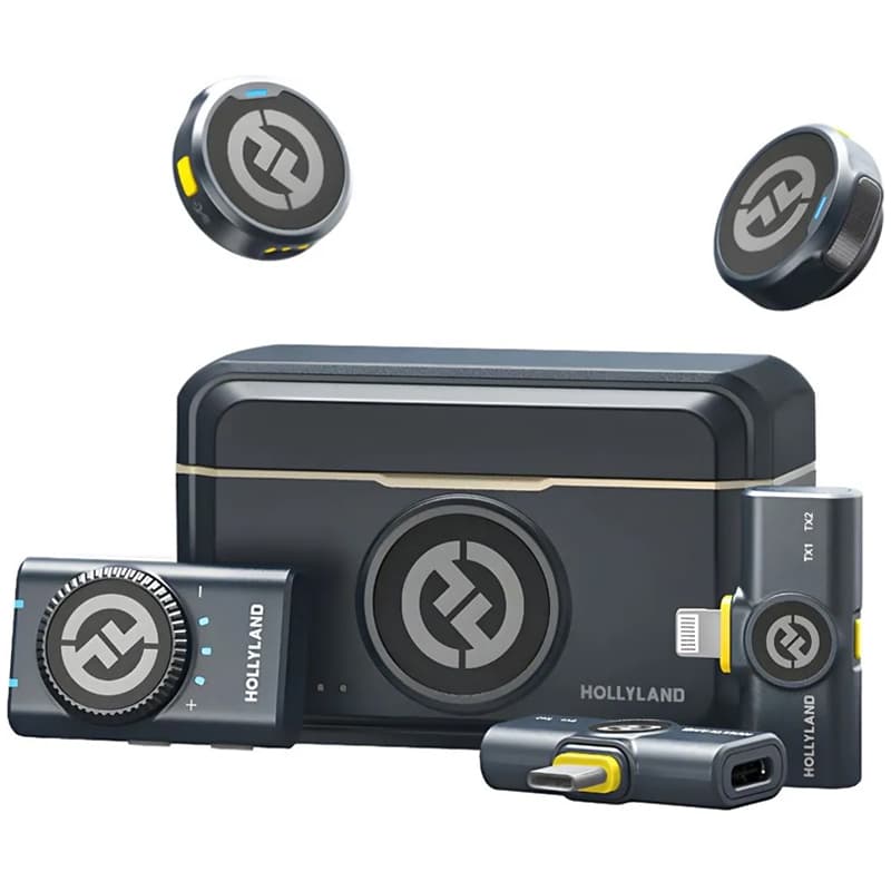 Microfone Wireless Hollyland Lark M2 Combo USB-C/Lightning/Câmera - Shine Charcoal