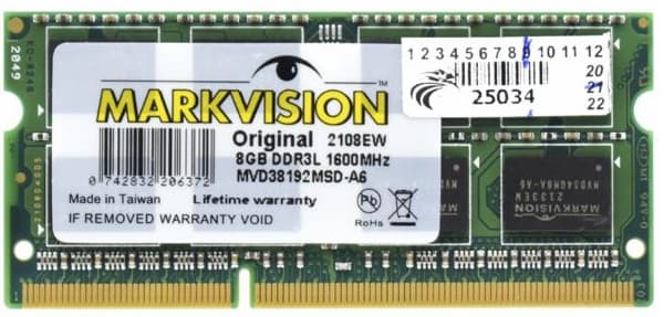Memória RAM para Notebook Markvision MVD38192MSD-A6 DDR3L 8GB 1600MHz