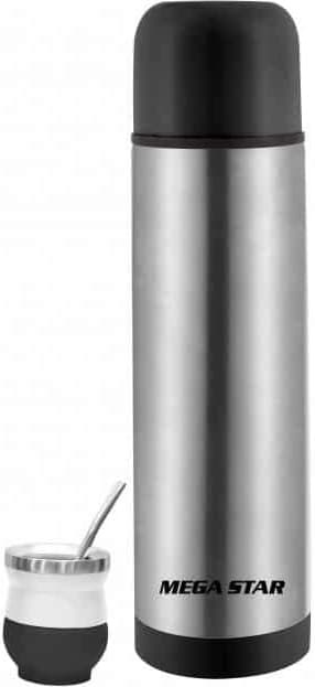 Garrafa Térmica MegaStar TM12 1L + Guampa + Bomba chimarrão