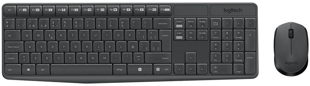 Teclado + Mouse Sem fio Logitech MK235 Espanhol - Preto