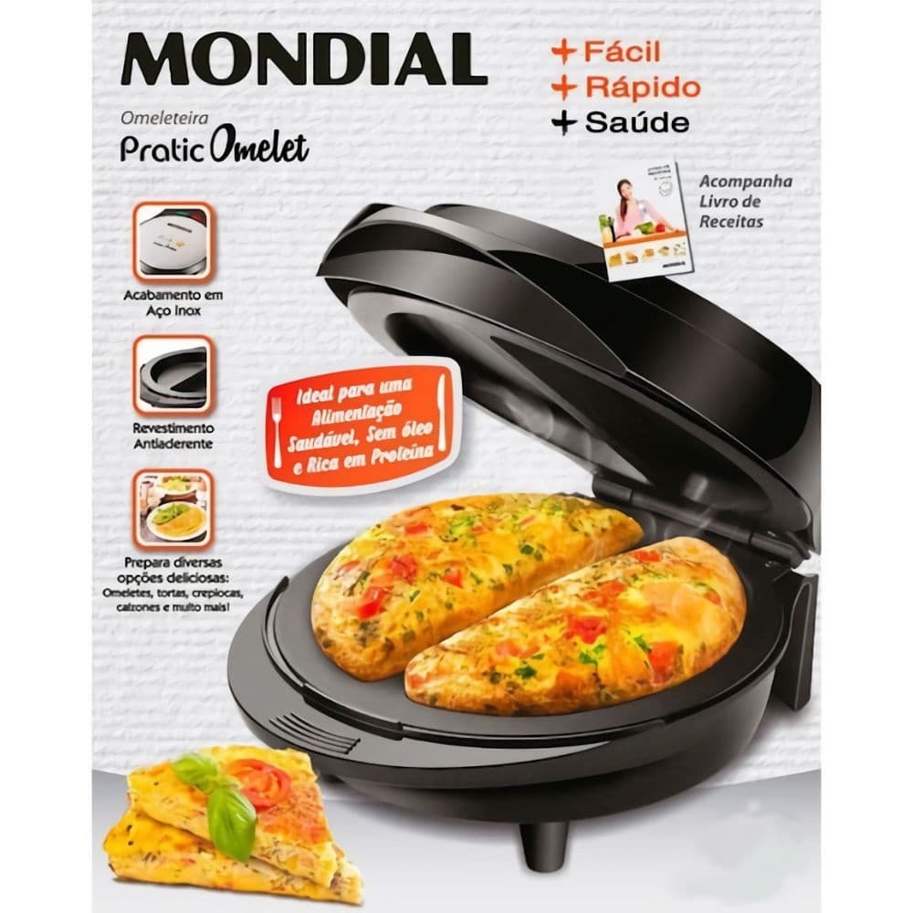 Omeleteira Elétrica Mondial Practic Omelet OM-01 1000W 220V - Preto 3