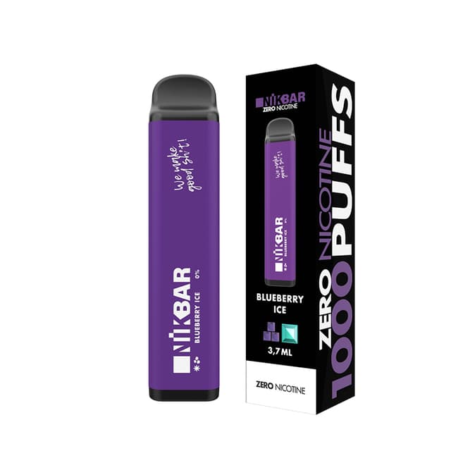 Vape Nikbar Descartável Zero 0% Nicotina 1000 Puffs - Blueberry Ice