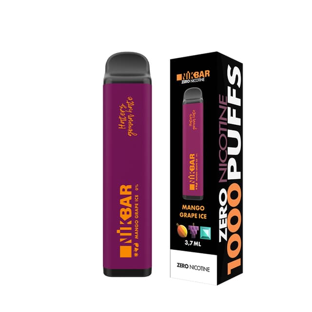 Vape Nikbar Descartável Zero 0% Nicotina 1000 Puffs - Mango Grape Ice