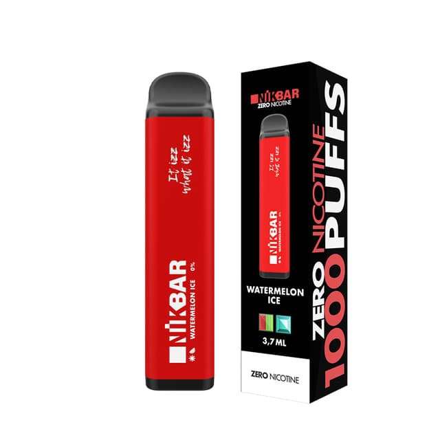 Vape Nikbar Descartável Zero 0% Nicotina 1000 Puffs - Watermelon Ice