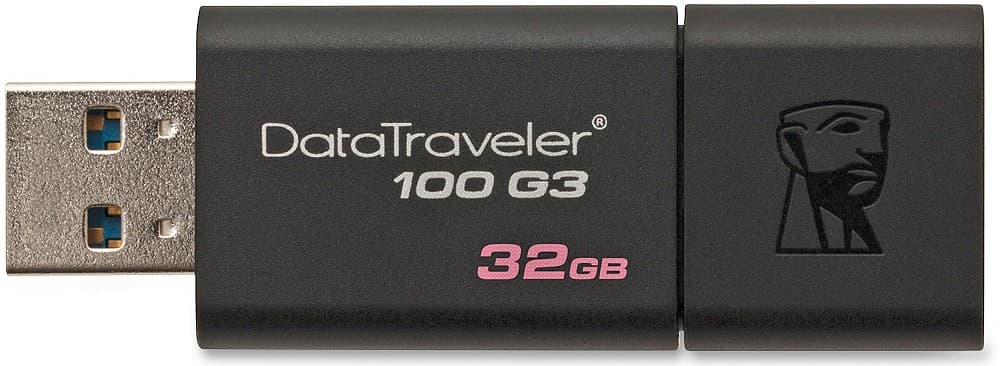 Pendrive Kingston 128GB DataTraveler 100G3 DT100G3 USB 3.0 - Preto 1