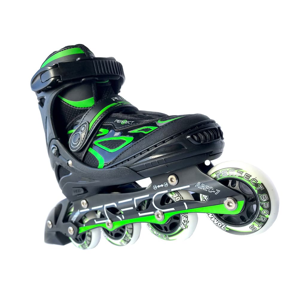 Rollers Perfect Sports SS-88A Nº 31-34 com Sistema ABEC 7 - Preto/Verde 1