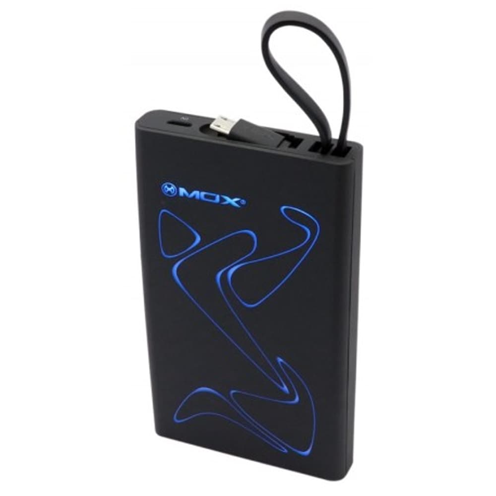 Carregador Portátil MOX MO-P1250 de 12.500 mAh com 2 Saídas USB - Preto 1