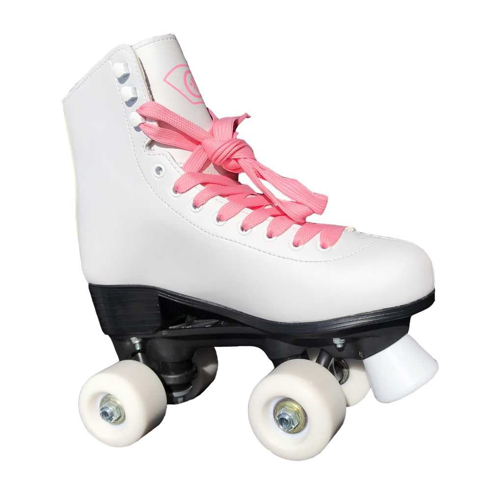 Patins Perfect Sports QS-44 Quad Retro Nº35 com Sistema ABEC 7 - Branco/Rosa 1