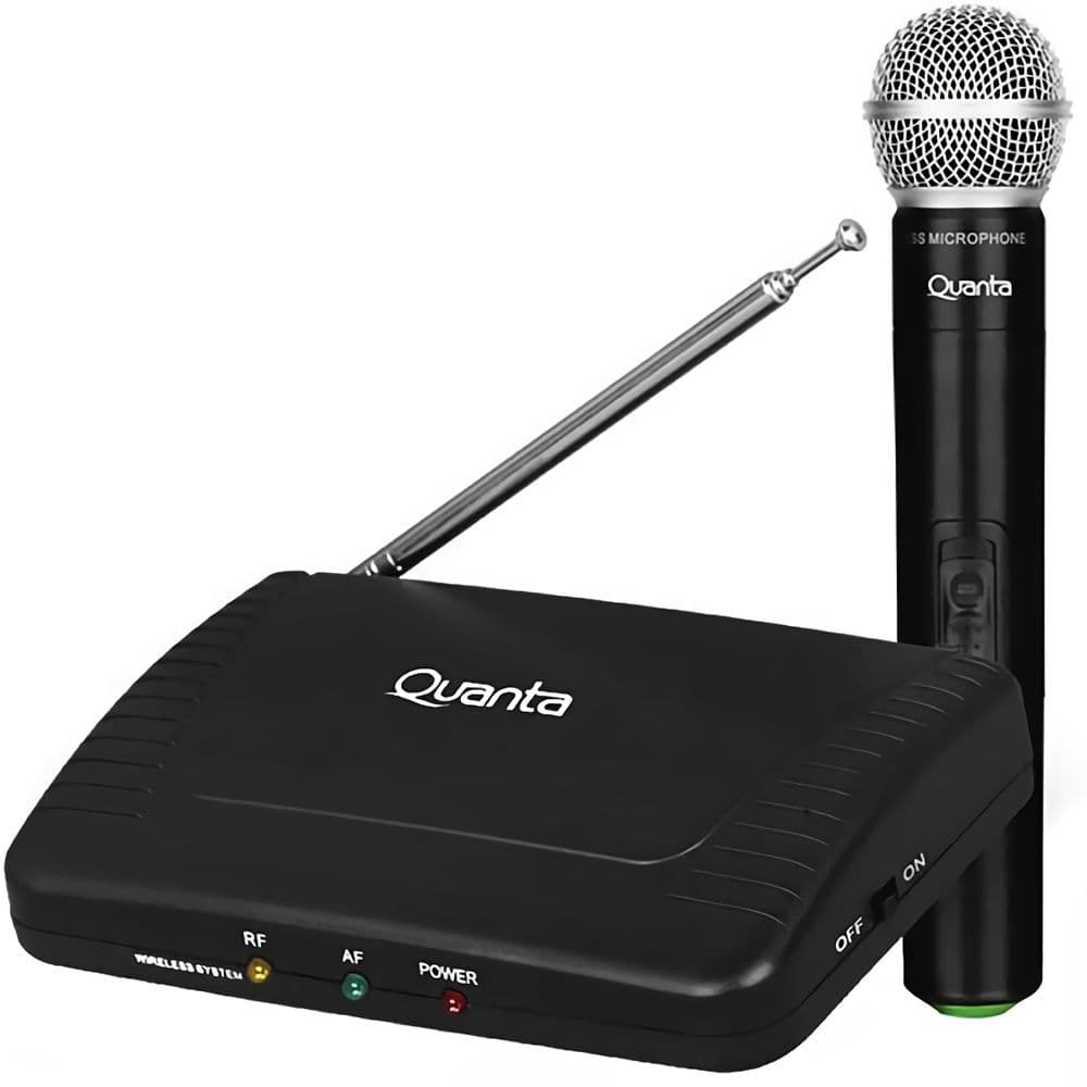 Microfone Sem Fio UHF Quanta QTMWU105 - Preto