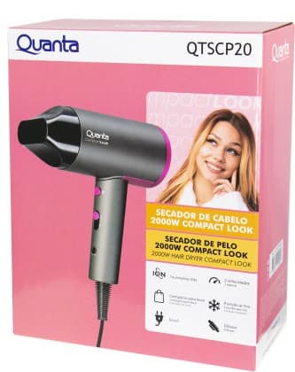 Secador de Cabelo Quanta QTSCP20 2000W 2V - Cinza/Rosa 3