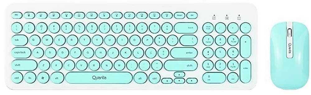 Teclado + Mouse Wireless Quanta QTKTM20 - Turquesa (Português)