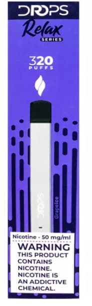 Vaper Descartável Drops Relax Series 50mg Nicotina 320 Puffs - Grape Ice