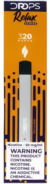 Vaper Descartável Drops Relax Series 50mg Nicotina 320 Puffs - Mango Ice