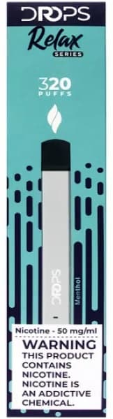 Vaper Descartável Drops Relax Series 50mg Nicotina 320 Puffs - Menthol