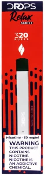 Vaper Descartável Drops Relax Series 50mg Nicotina 320 Puffs - Watermelon Ice