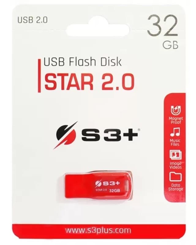 Pendrive S3+ 32GB Star 2.0 S3PD2004032RD USB - Vermelho
