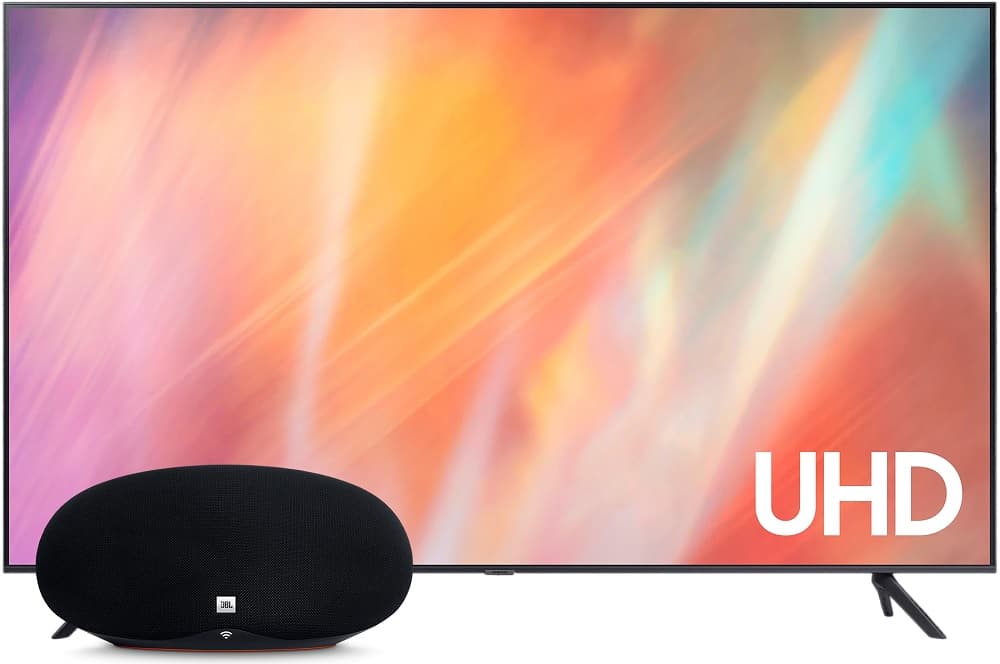 Smart TV LED Samsung 75" 75AU7000 4K Ultra HD (2021) + Speaker JBL Playlist 150