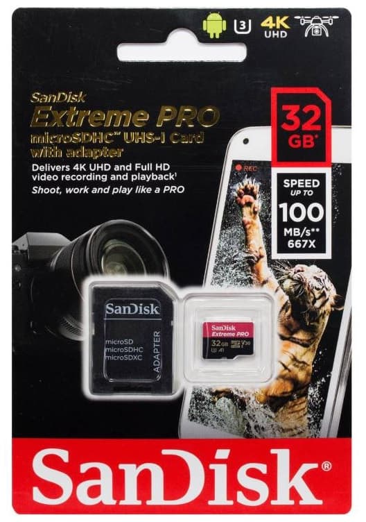 Memória microSD SanDisk Extreme Pro 32GB SDSQXCG-032G-GN6MA 100MB/s 1