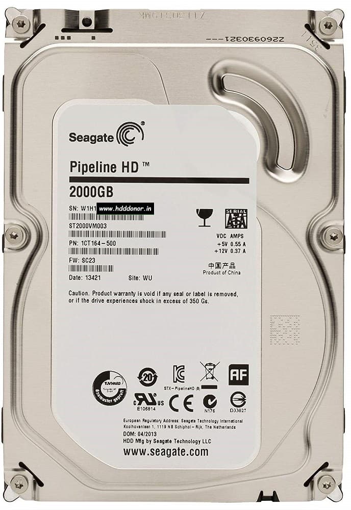 HD Interno Seagate 2TB SATA III Pipeline HD ST2000VM003 3.5" 5900RPM PULL - Prata