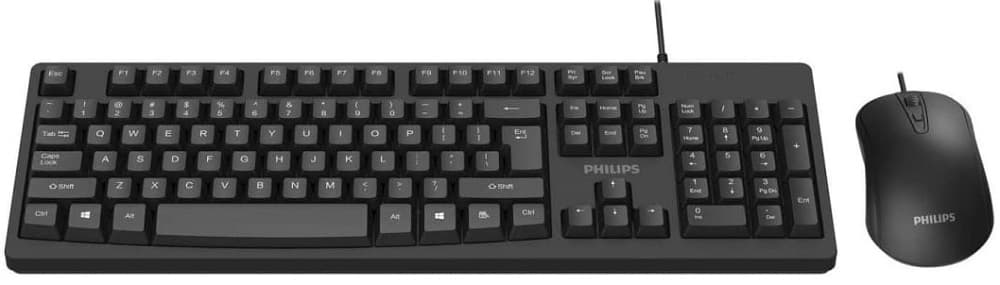 Teclado + Mouse Philips C214 Preto (Inglés)