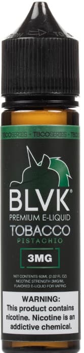 Essência para Vaper Blvk Unicorn 3mg Nicotina Tabaco Pistache - 60mL