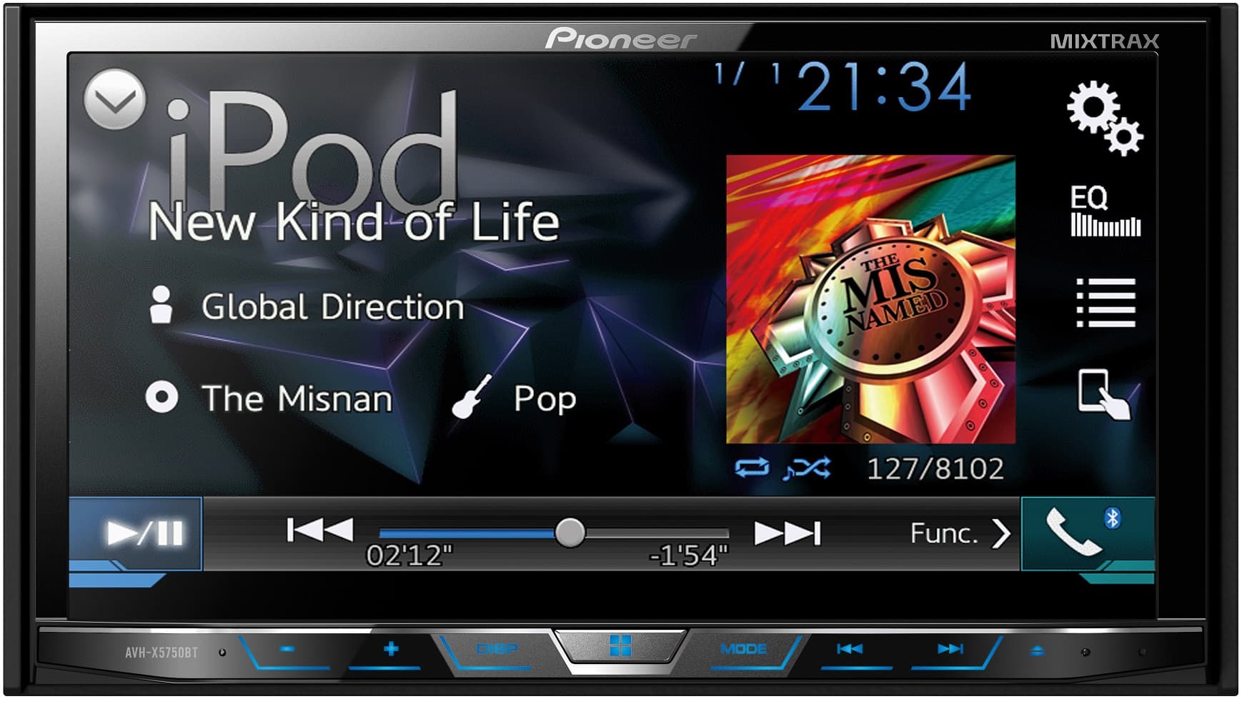 Toca DVD Pioneer AVH-X5750BT Touch 7" Bluetooth - Preto