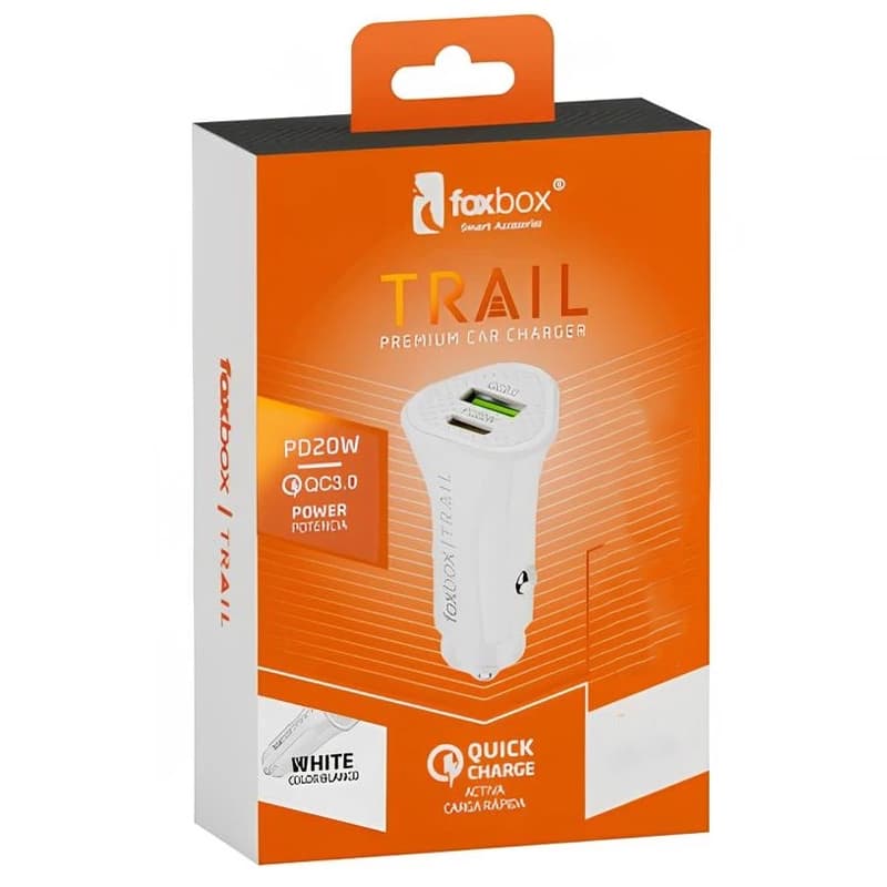 Carregador Veicular Foxbox Trail PD20W USB-A | USB-C - White 1
