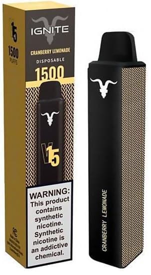 Vaper Descartável Ignite V15 5% Nicotina 1500 Puffs - Cranberry Lemonade