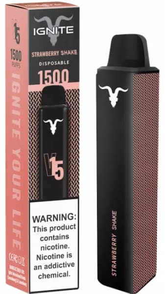 Vaper Descartável Ignite V15 5% Nicotina 1500 Puffs - Strawberry Shake