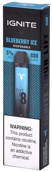 Vaper Ignite V8 Descartável 50mg Nicotina 800 Puffs - Blueberry Ice