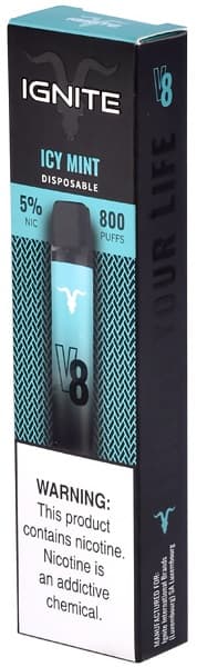 Vaper Ignite V8 Descartável 50mg Nicotina 800 Puffs - Icy Mint