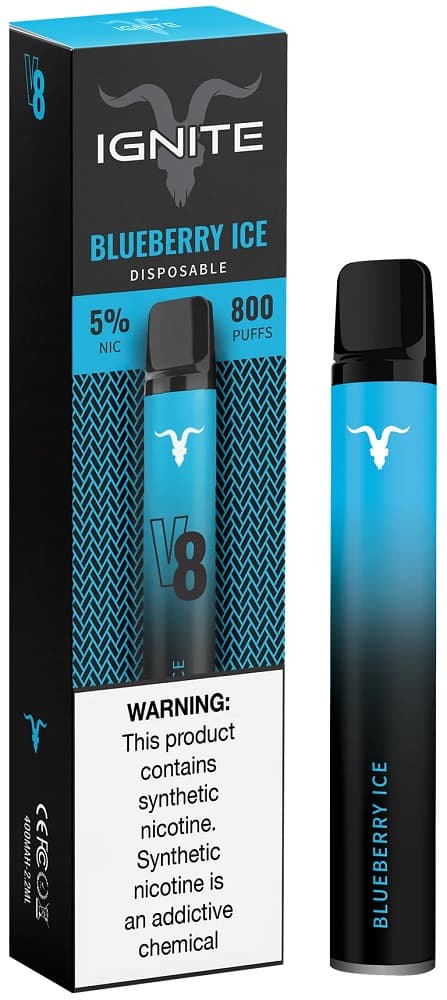 Vaper Descartável Ignite V8 5% Nicotina 800 Puffs - Blueberry Ice