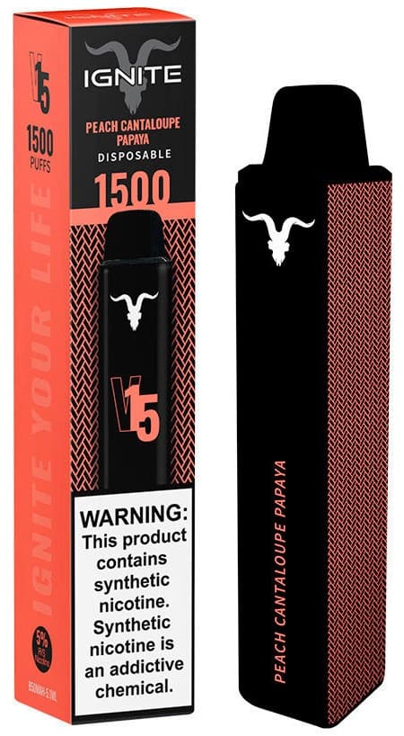Vaper Descartável Ignite V15 5% Nicotina 1500 Puffs - Peach Cantaloupe Papaya