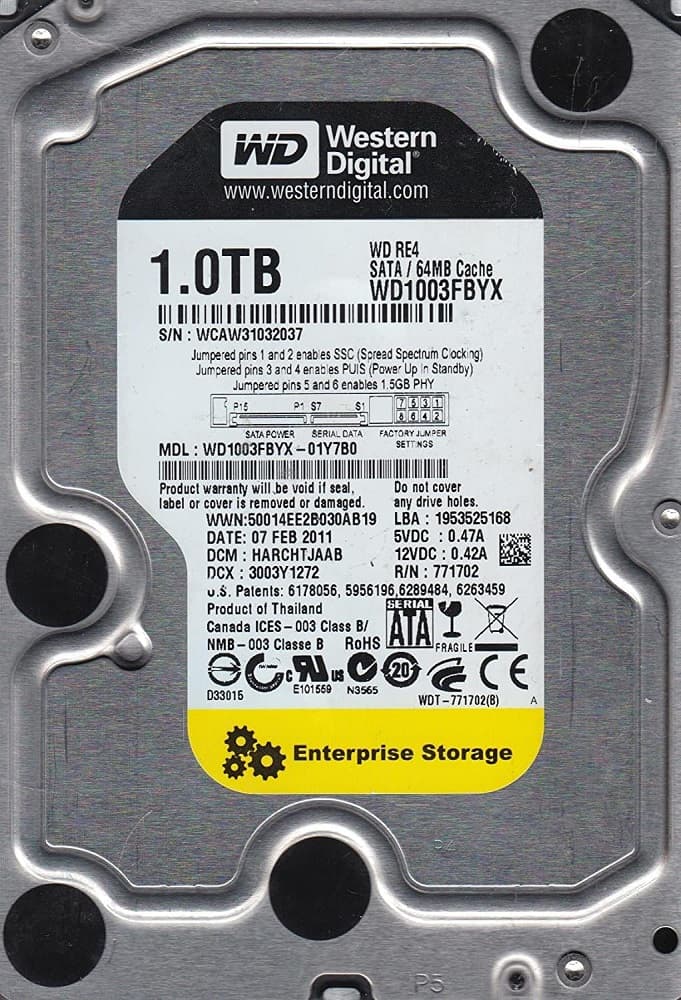 HD Interno Western Digital 1TB SATA II WD1003FBYX 3.5" 7200RPM PULL - Prata