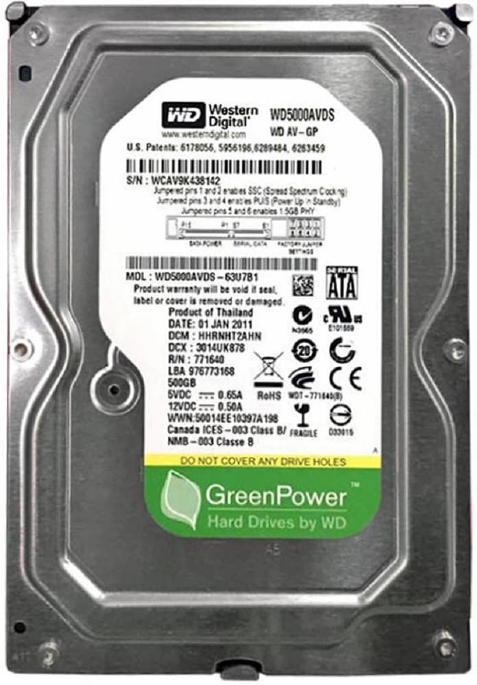 HD Interno Western Digital 500GB SATA II WD5000AVDS 3.5" 7200RMP PULL - Prata