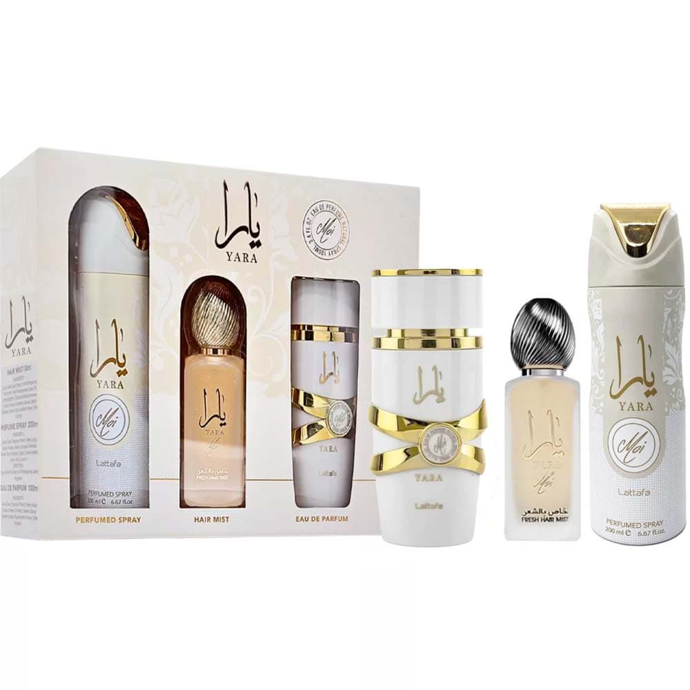 Kit Perfume Lattafa Yara Moi EDP 100mL + Hair Mist 50mL + Body Spray 200mL - Feminino