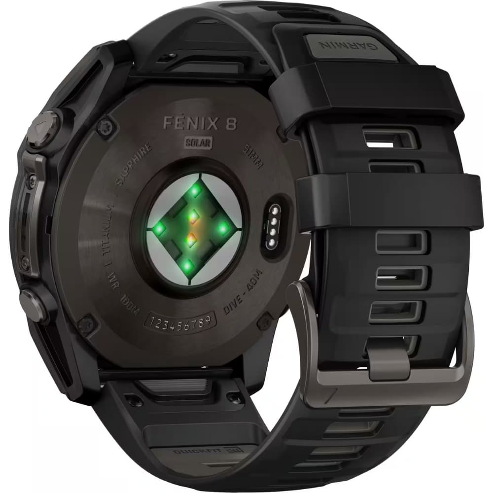 Relógio GPS Garmin Fenix 8 51mm Solar Sapphire - Carbon Gray DLC Titanium/Black Pebble Gray (010-02907-10) 4