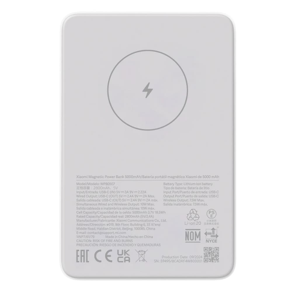 Carregador Portátil Xiaomi Magnetic Power Bank 5000mAh WPB0507 - White 3